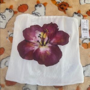 Edikted White Tube Top with Purple Floral Design
